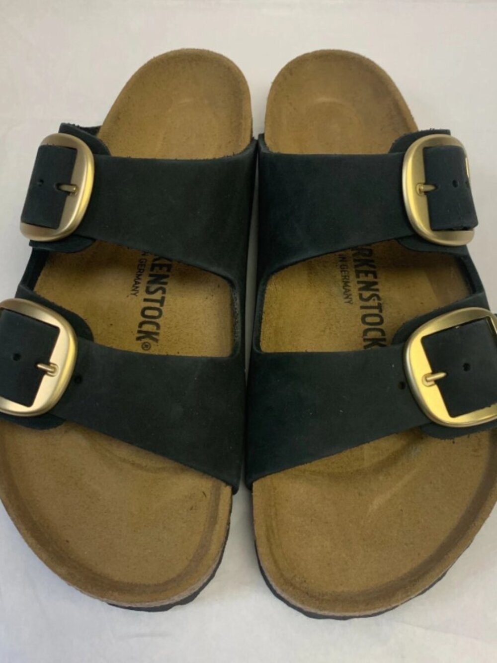 Birkenstock Arizona Big Buckle Black Nubuck Leather Regular Width Sandals